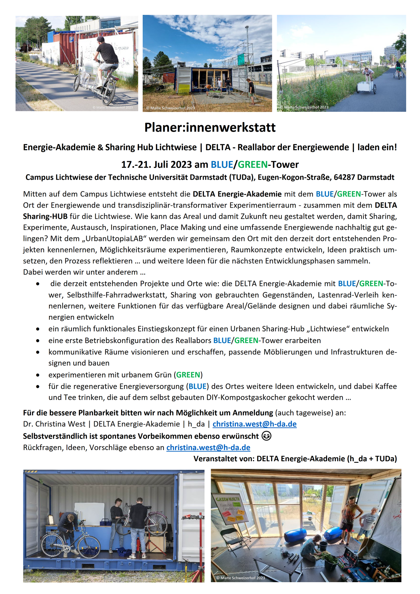 Herzliche Einladung zur Planer:innenwerkstatt vom 17.-21. Juli 2023 am BLUE/GREEN-Tower (Seite 1)